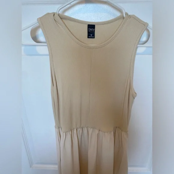 Beige ribbed, a-line dress size medium - Picture 4 of 5